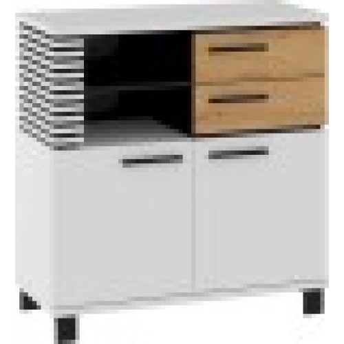 Kumode LAMIR 2D2S , Balts/Ozols artisan/Melns